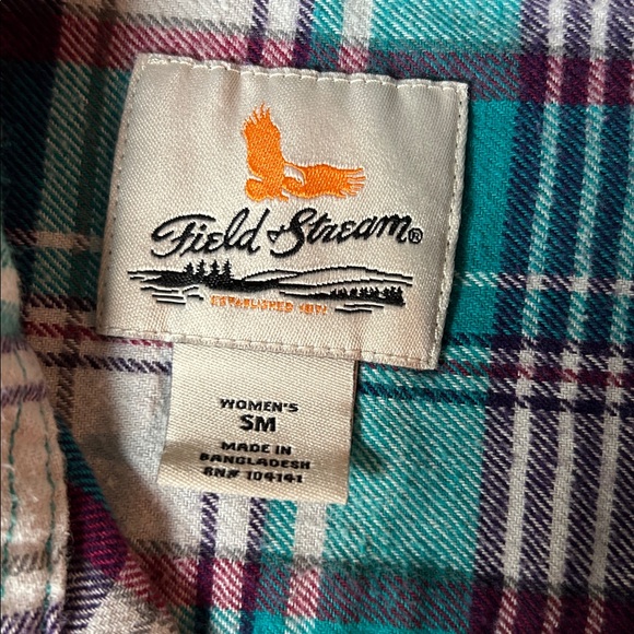 Field & Stream Teal and Purple Plaid Flannel Shirt - Picture 2 of 3